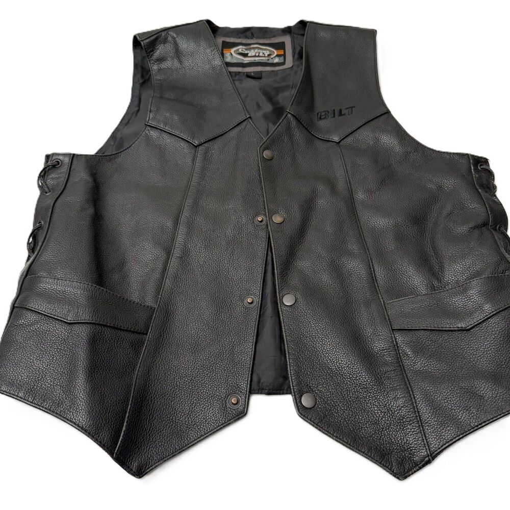 Custom BiLT Motorcycle/Biker Men’s Leather Vest Size Large